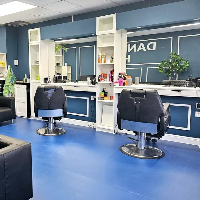Inside Danny Wright's: the chairs and blue walls